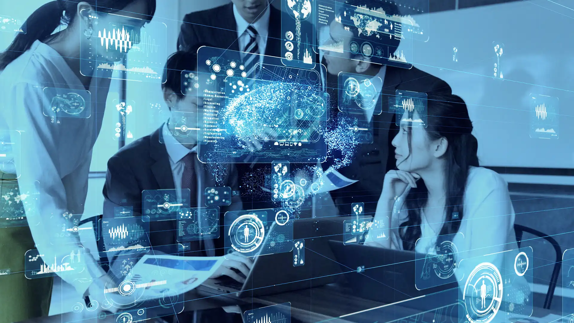 ia-generative-entreprise-collective-cas-usage IA générative coopératives : équipe collaborant autour d’outils numériques pour illustrer l’usage de l’intelligence artificielle en entreprise collective.